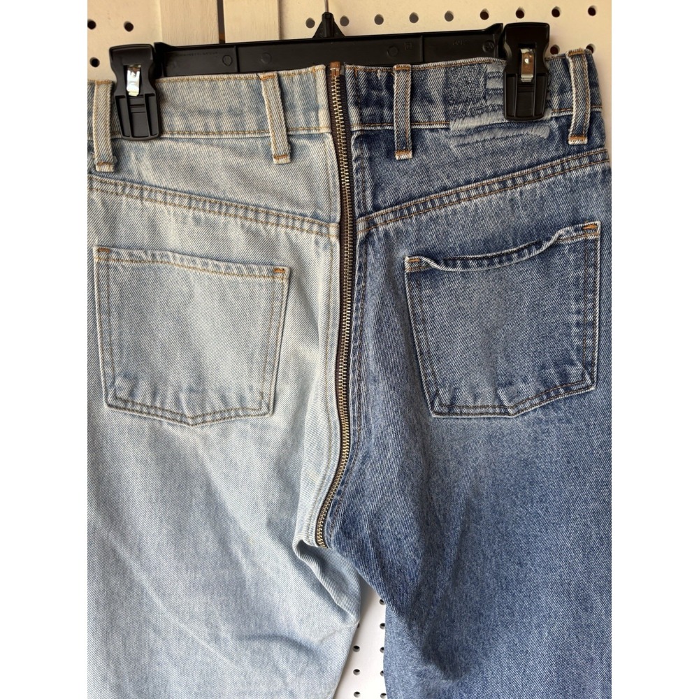 REVICE Size28 Two Tone Yin Yang Zipper Crotch Mom Jeans Denim Straight - Picture 5 of 5